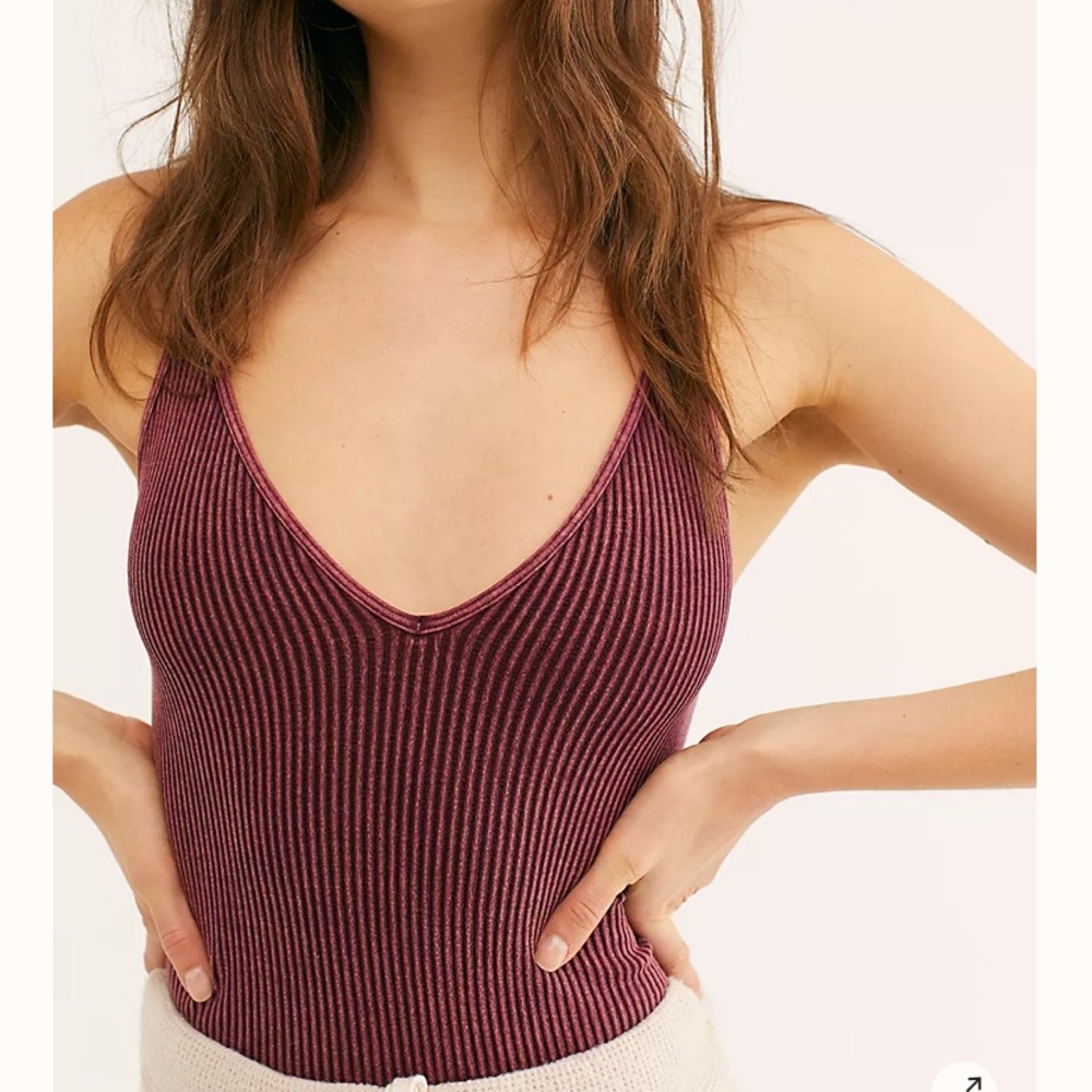 Free People Washed Seamless Crop Top Size XS / S In Washed Vintage Wine
